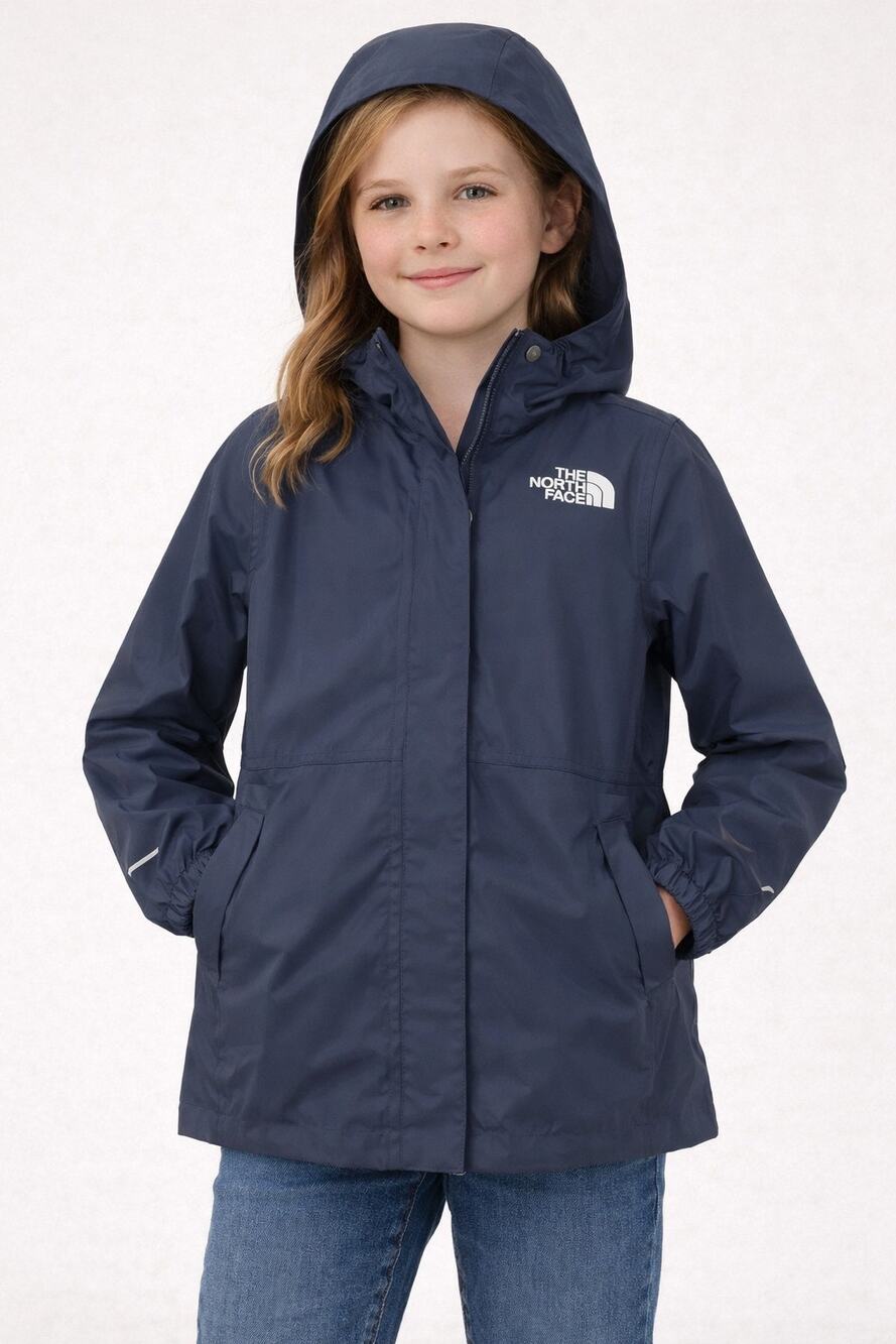 NEW The North Face Girl's 7/8 Resolve Reflective Jacket Hood Rain Wind Gray